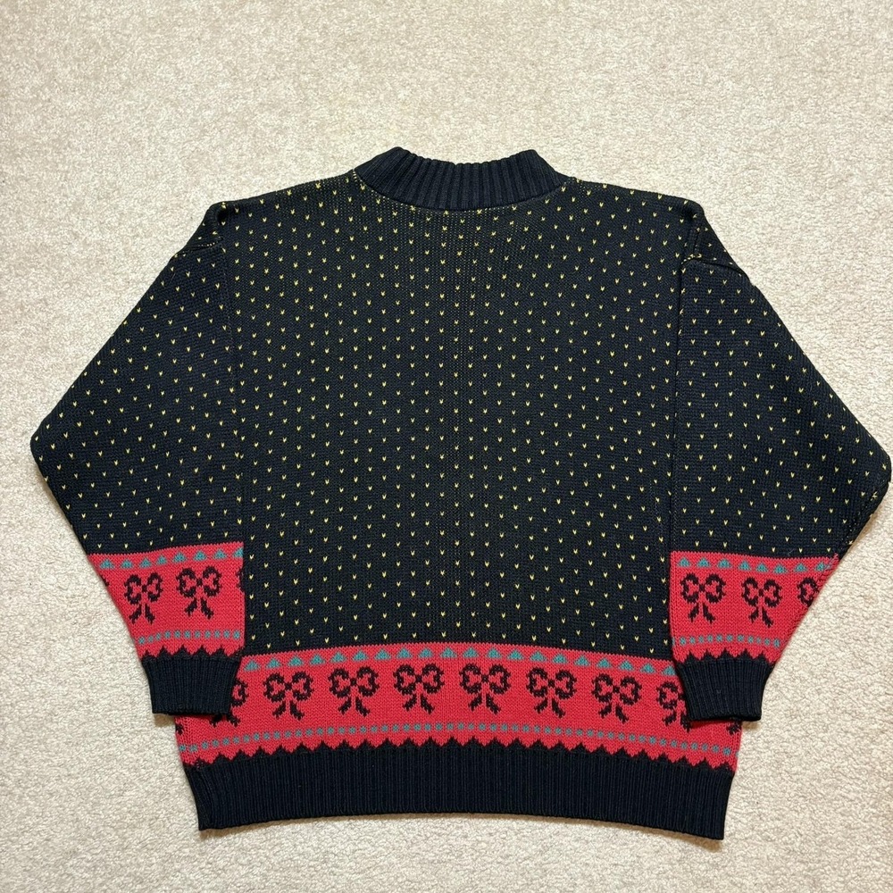 Vtg Private Eyes Geese Sweater Womens Large Black Goose Novelty Knit USA 80s 90s - Picture 2 of 9